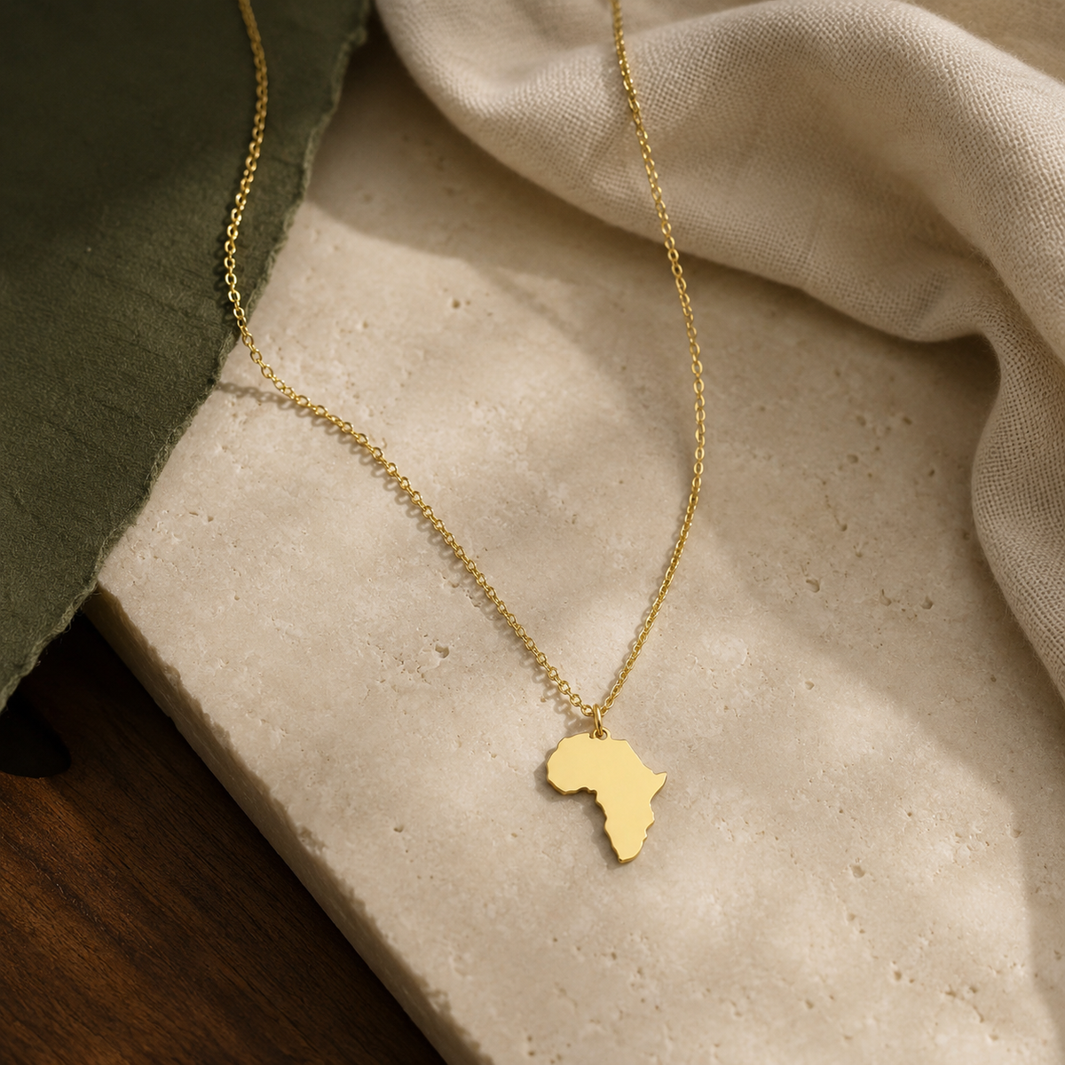 Africa Map Necklace – Sterling Silver Pendant by Apsley and Heron