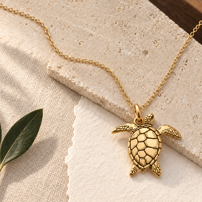 Sea Turtle Necklace – Sterling Silver Ocean Pendant by Apsley and Heron