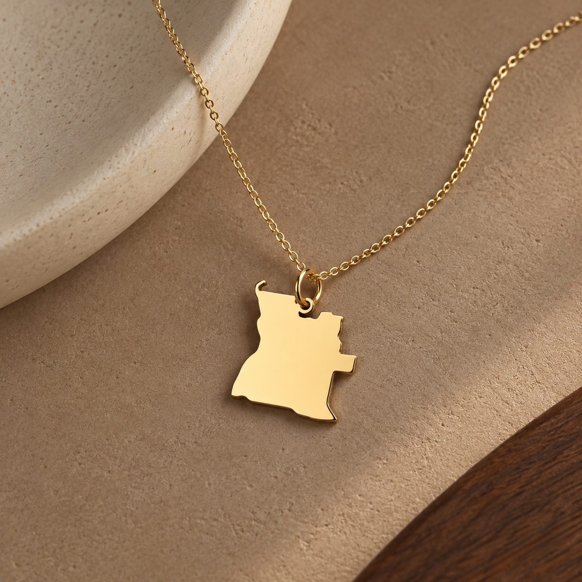 Angola Map Necklace – Sterling Silver Angolan Heritage Pendant by Apsley & Heron