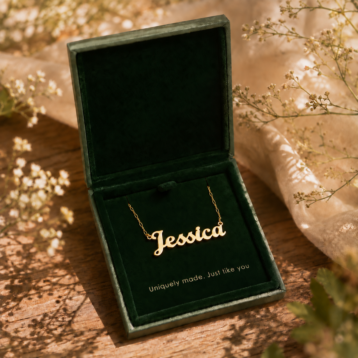Solid 9ct Gold Personalised Name Necklace | Apsley & Heron