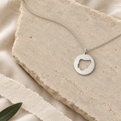 Nigeria Negative Cut Out Necklace – Sterling Silver Nigeria Pendant by Apsley & Heron