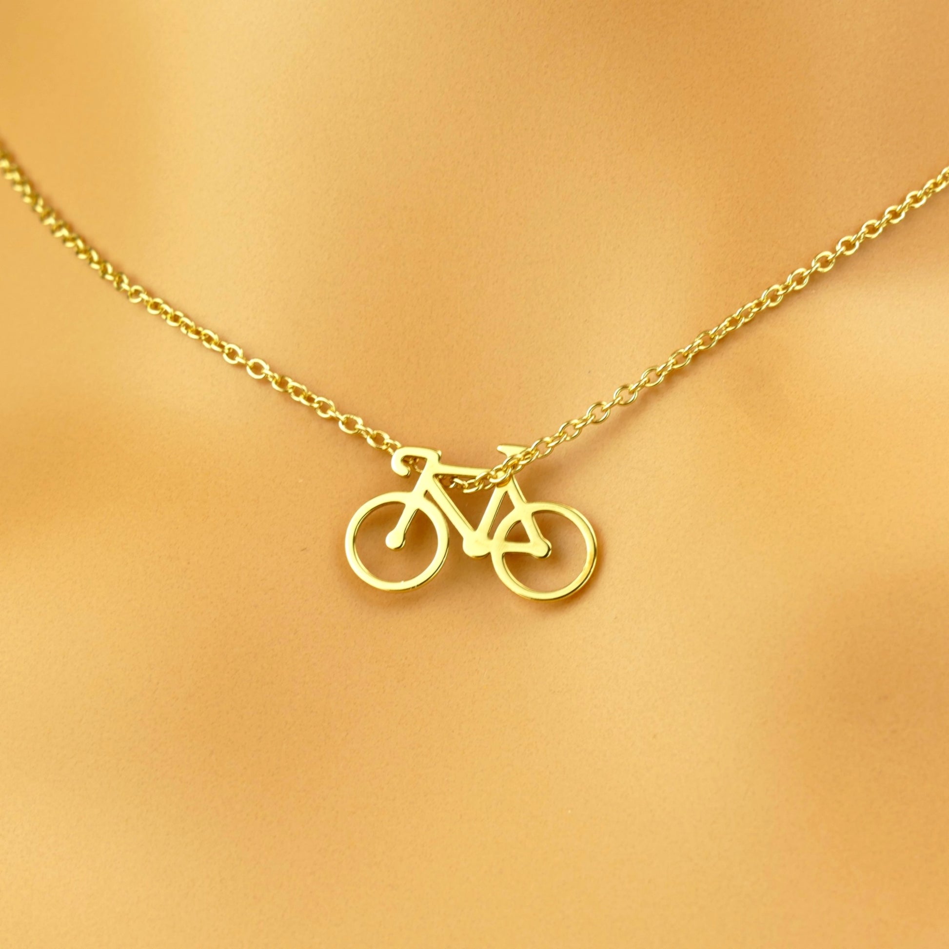 Model wearing the cycling necklace