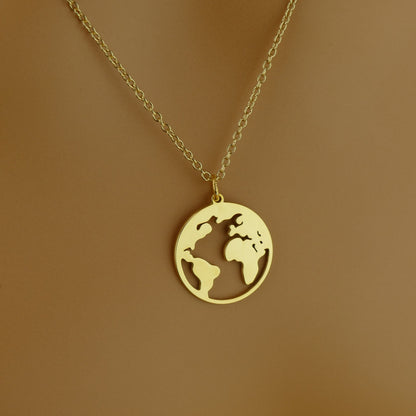 World Map Coin Necklace