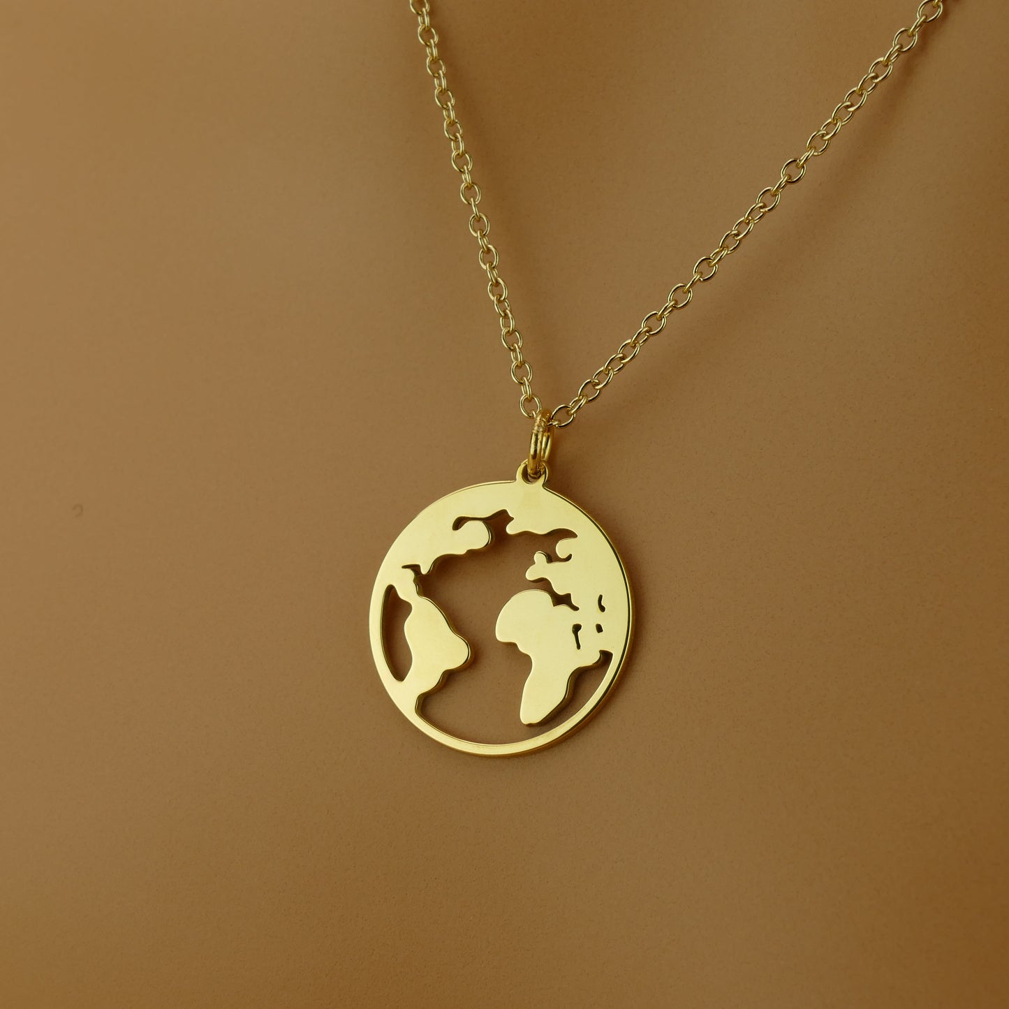 World Map Coin Necklace