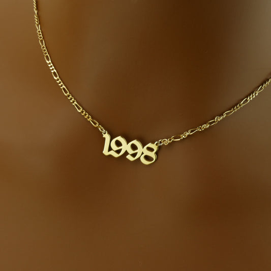 Birth Year Necklace with Fargo Chain