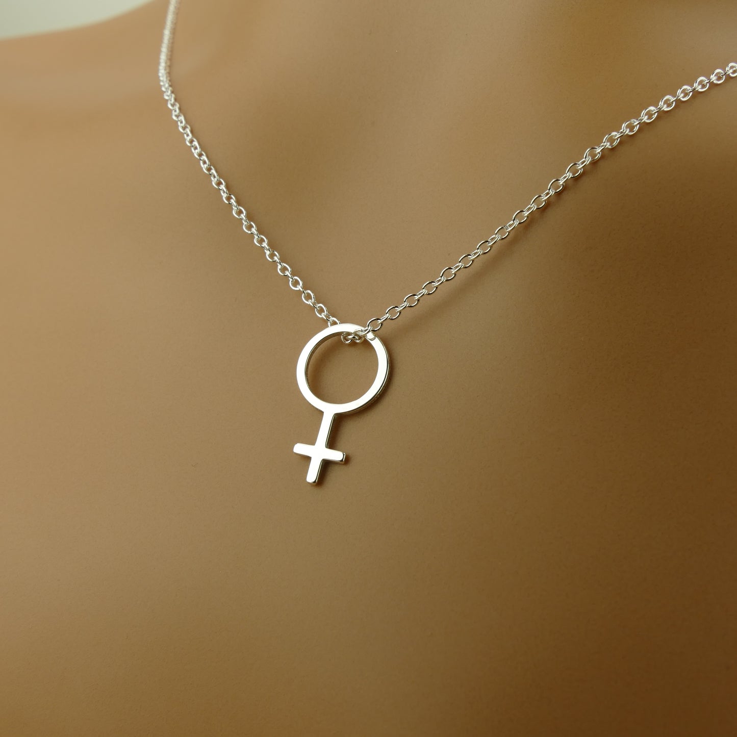 Venus Symbol Necklace – Sterling Silver Female Symbol Pendant