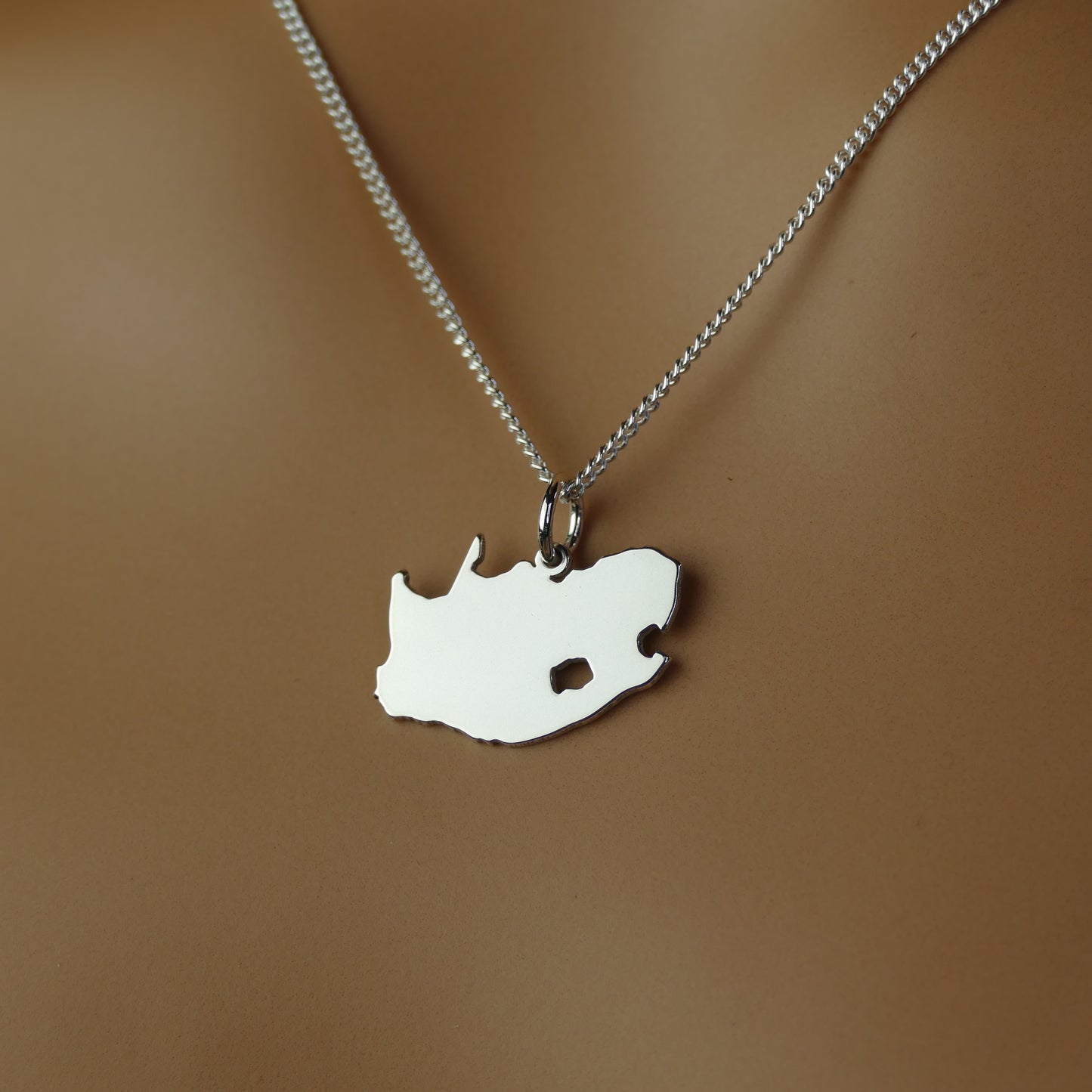 South Africa Map Necklace – Sterling Silver South African Pendant by Apsley & Heron