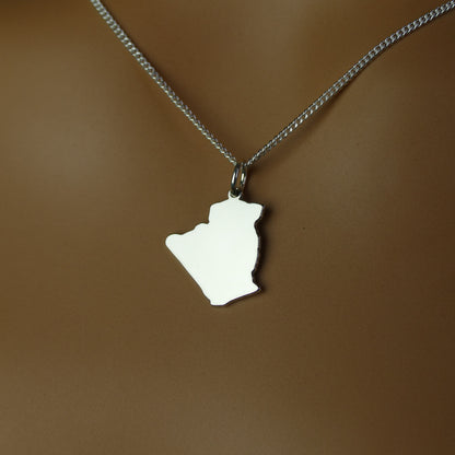 Algeria Map Necklace – Sterling Silver Algerian Heritage Pendant by Apsley & Heron