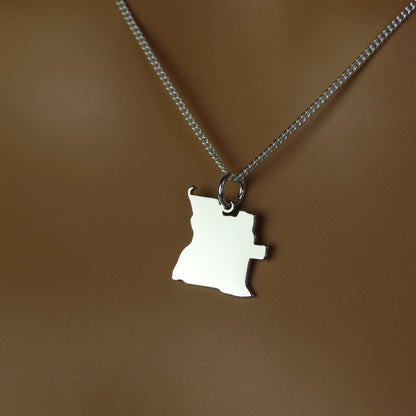 Angola Map Necklace – Sterling Silver Angolan Heritage Pendant by Apsley & Heron