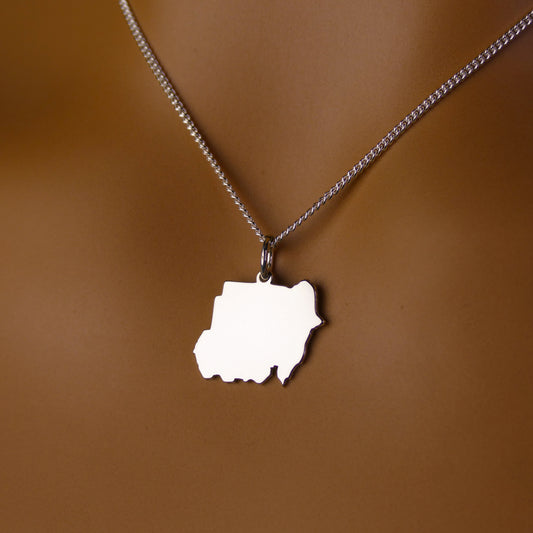 Sudan Map Necklace – Sterling Silver Sudanese Pendant by Apsley & Heron