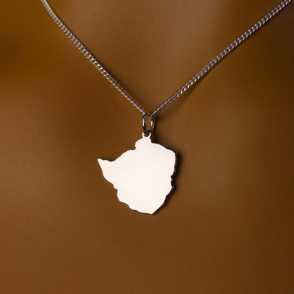 Zimbabwe Map Necklace – Sterling Silver Zimbabwean Heritage Pendant by Apsley & Heron