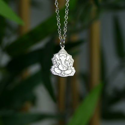 Ganesh Necklace – 925 Sterling Silver Ganesha Symbol Pendant by Apsley and Heron