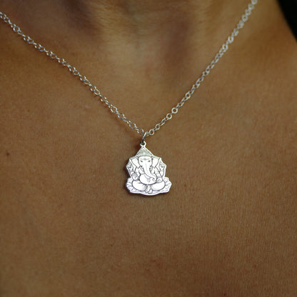 Ganesh Necklace – 925 Sterling Silver Ganesha Symbol Pendant by Apsley and Heron
