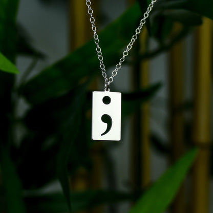 Semi Colon Necklace – Sterling Silver Symbol Pendant by Apsley and Heron