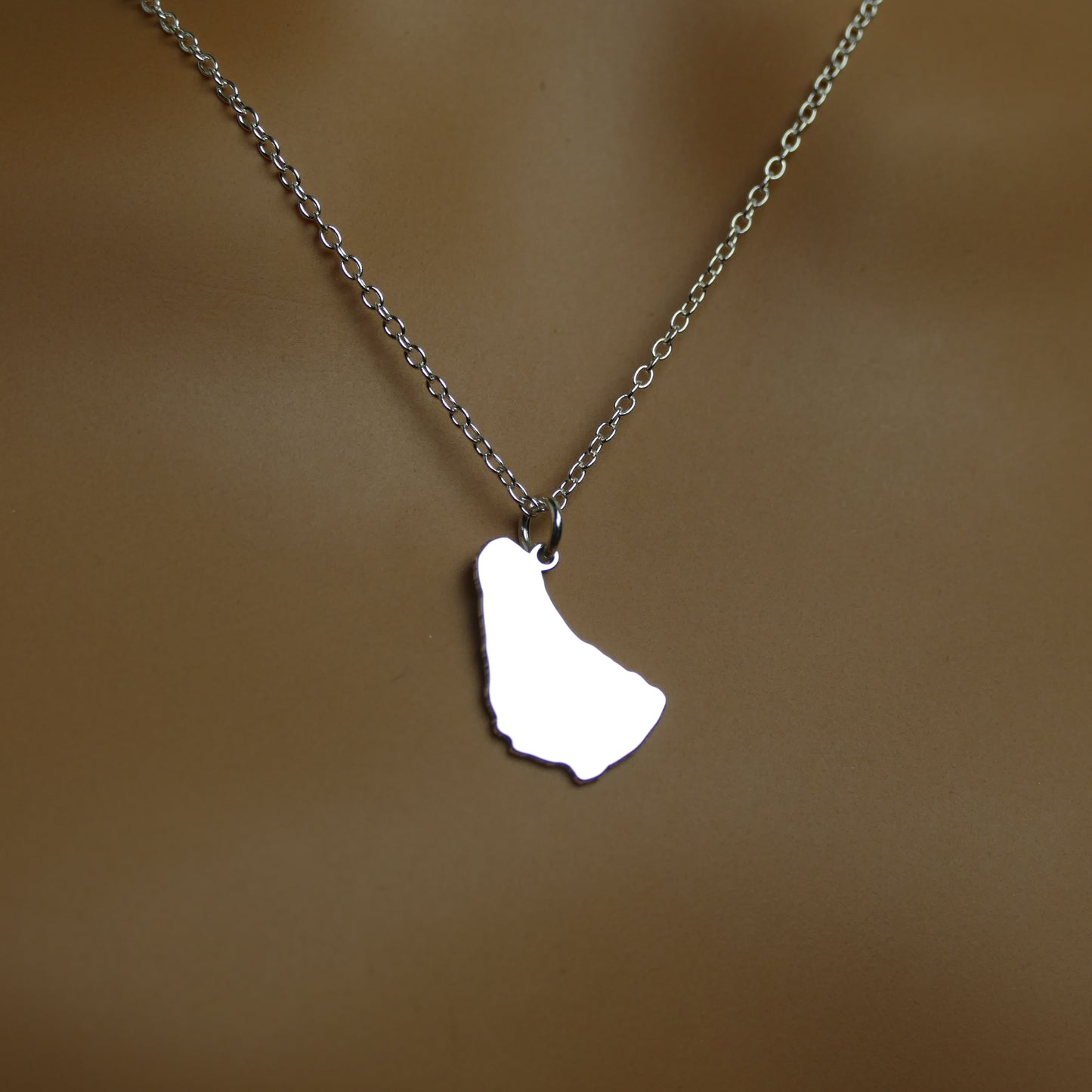 Barbados Map Necklace – Sterling Silver Barbados Pendant by Apsley & Heron