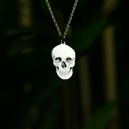 Engraved Skull Necklace – Sterling Silver Skull Pendant