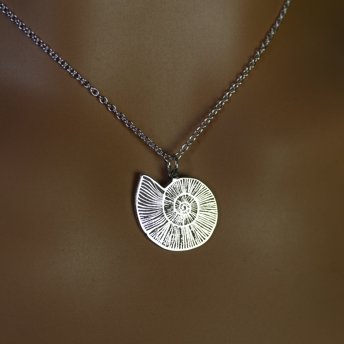 Fossil Necklace – 925 Sterling Silver Ammonite Pendant by Apsley and Heron