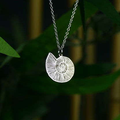 Fossil Necklace – 925 Sterling Silver Ammonite Pendant by Apsley and Heron