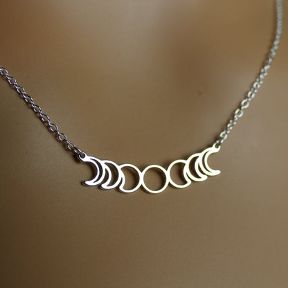 Moon Phase Necklace – Sterling Silver Lunar Cycle Necklace