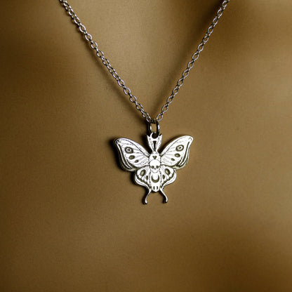 Skull Moth Necklace – Sterling Silver Death Moth Pendant by Apsley and Heron