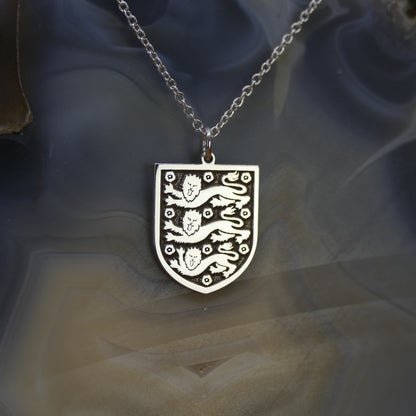 Three Lions Shield Necklace – Sterling Silver England Football Pendant