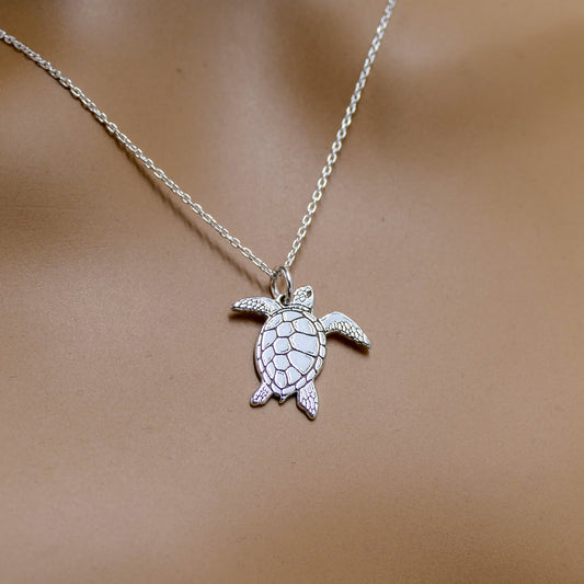 Sea Turtle Necklace – Sterling Silver Ocean Pendant by Apsley and Heron