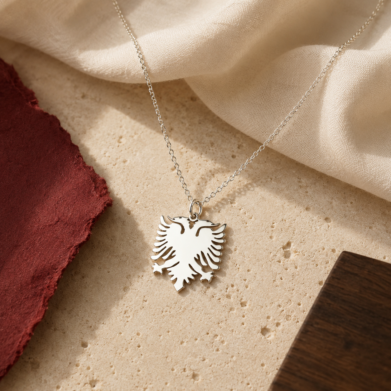 Albanian Eagle Necklace – Sterling Silver Eagle Pendant by Apsley and Heron