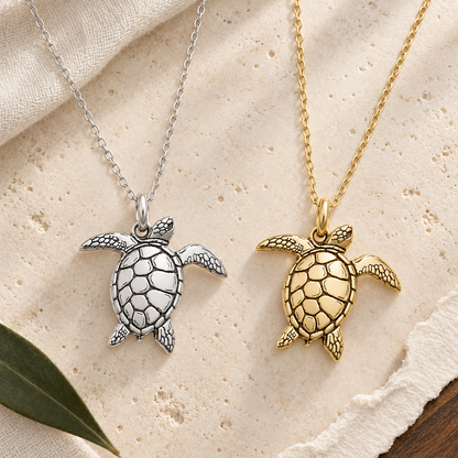 Sea Turtle Necklace – Sterling Silver Ocean Pendant by Apsley and Heron