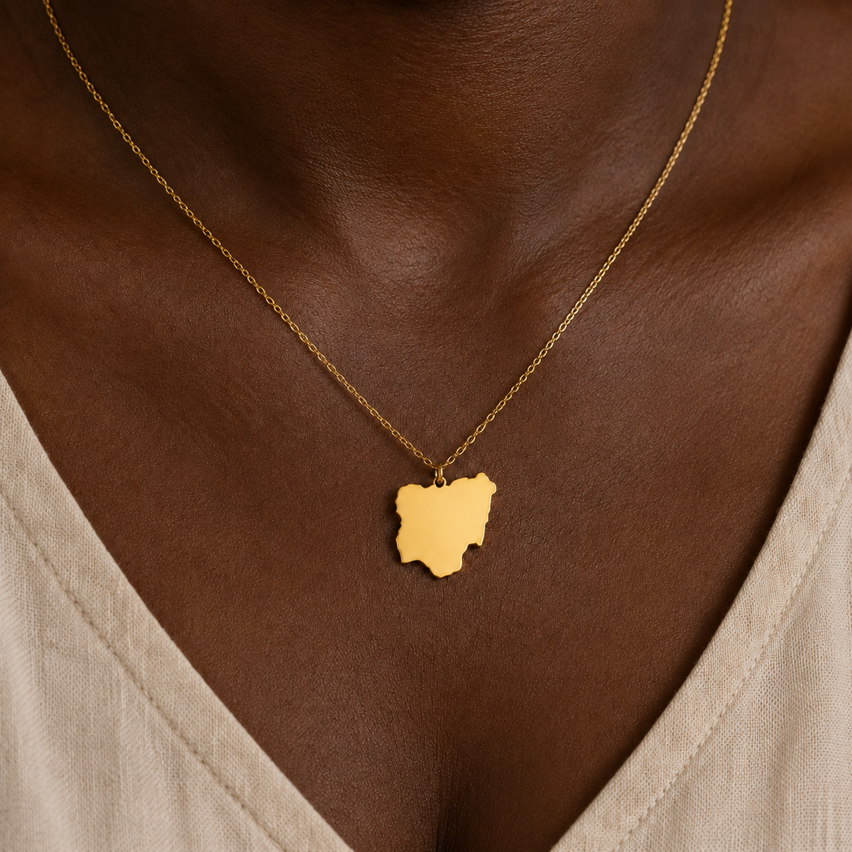 Nigeria Map Necklace – Sterling Silver Nigeria Pendant by Apsley & Heron