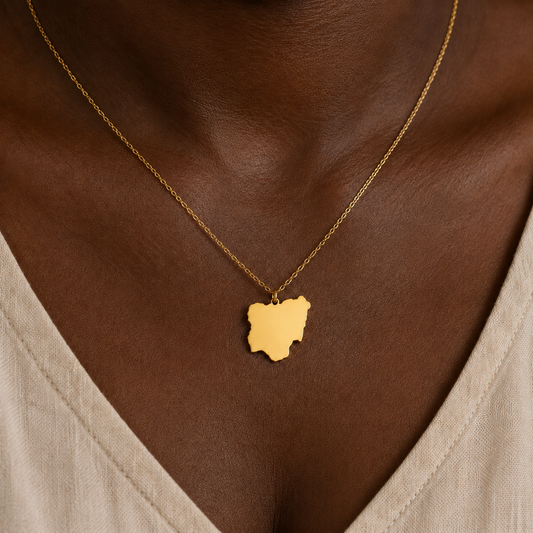 Nigeria Map Necklace – Sterling Silver Nigeria Pendant by Apsley & Heron