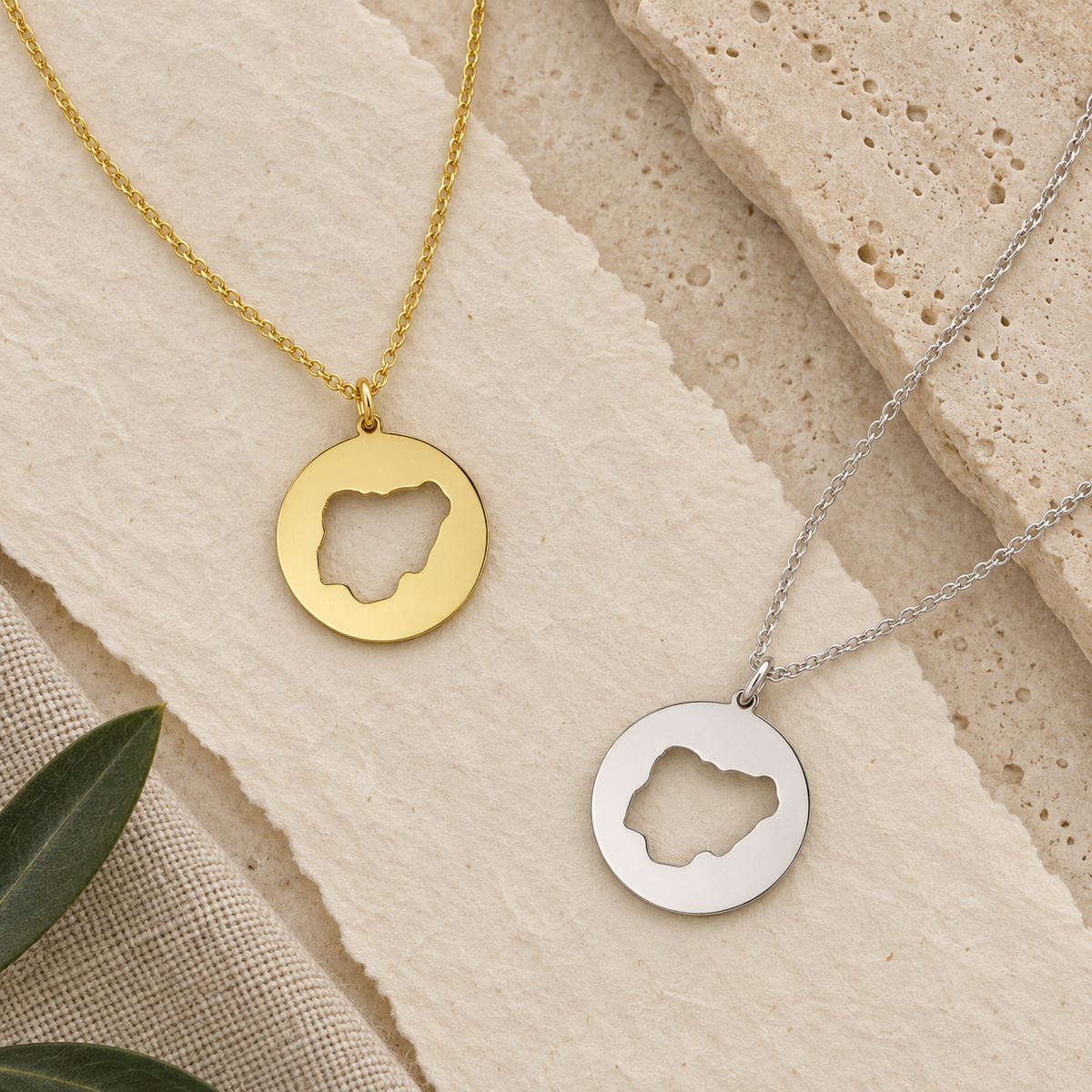 Nigeria Negative Cut Out Necklace – Sterling Silver Nigeria Pendant by Apsley & Heron