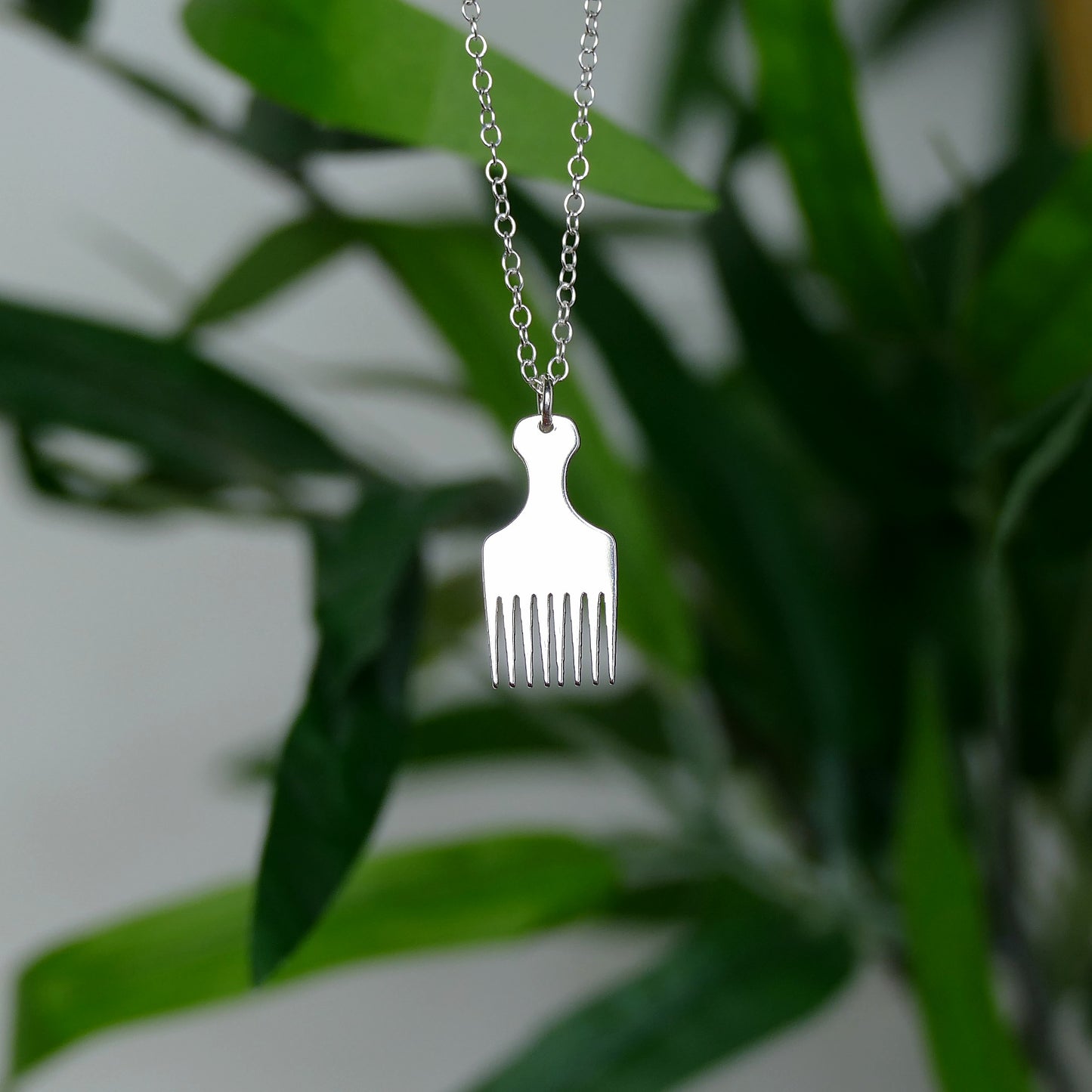 Afro Pick Map Necklace – Sterling Silver Comb Pendant by Apsley and Heron