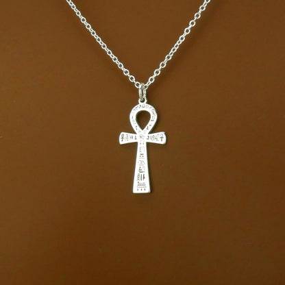 Engraved Ankh Necklace – Sterling Silver Egyptian Symbol Pendant by Apsley and Heron