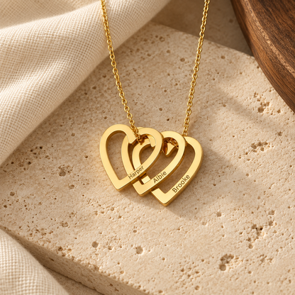 Personalised Family Heart Names Necklace – Sterling Silver Custom Jewellery by Apsley and Heron