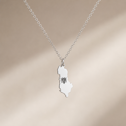 Albania Map Necklace – Sterling Silver Albanian Pendant by Apsley and Heron