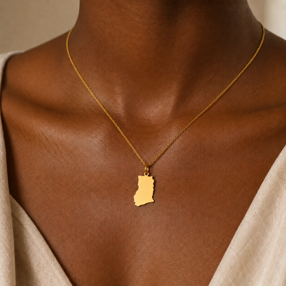 Ghana Map Necklace – Ghanaian Heritage Pendant by Apsley & Heron