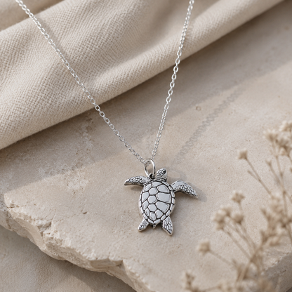 Sea Turtle Necklace – Sterling Silver Ocean Pendant by Apsley and Heron