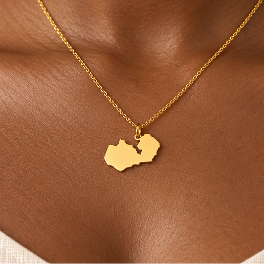 Zambia Map Necklace – Sterling Silver Zambian Heritage Pendant by Apsley & Heron