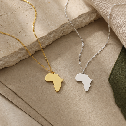 Africa Map Necklace – Sterling Silver Pendant by Apsley and Heron