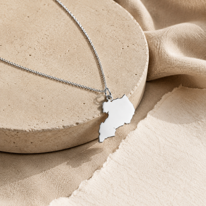 Uganda Map Necklace – Sterling Silver Ugandan Heritage Pendant by Apsley & Heron