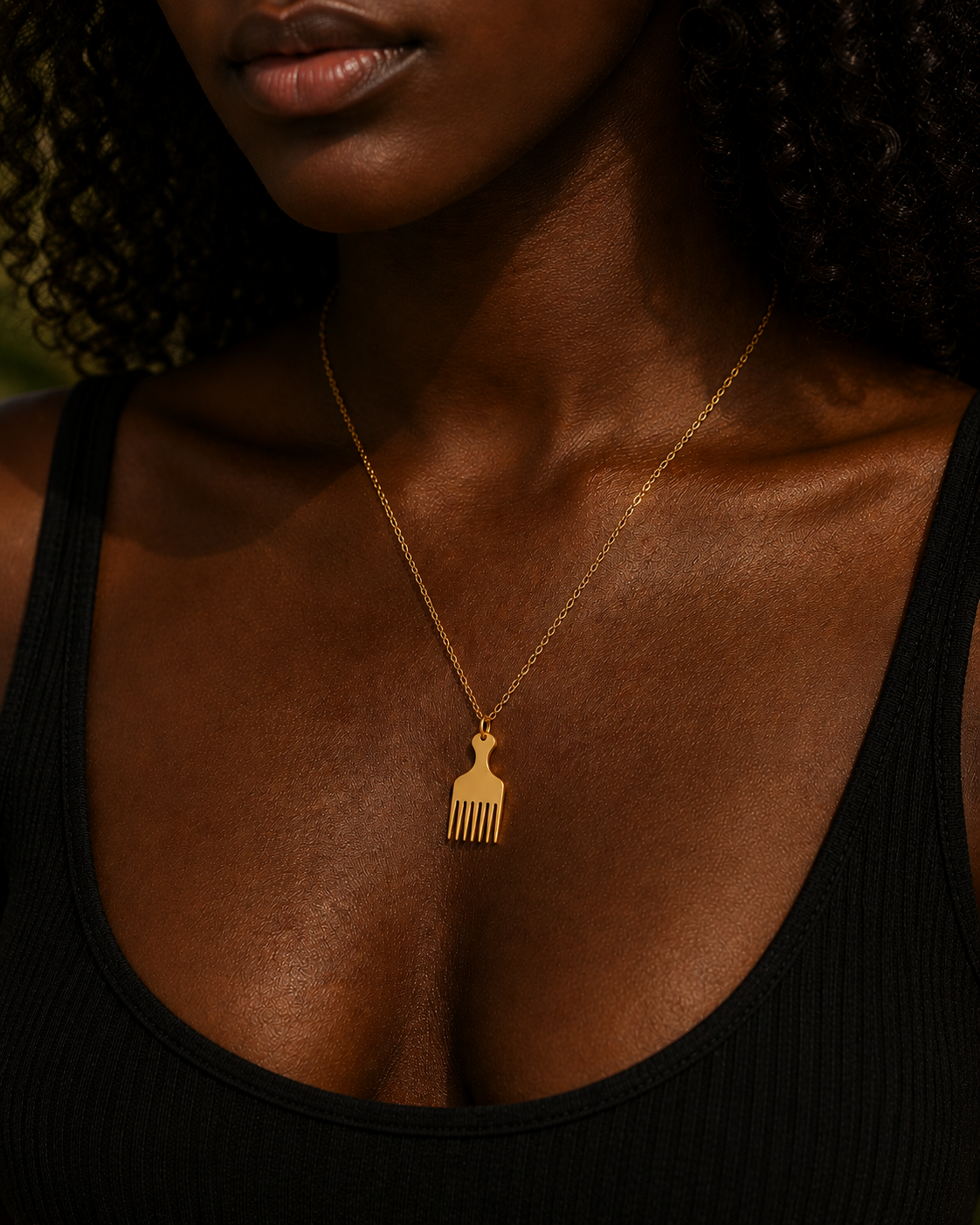 Afro Pick Map Necklace – Sterling Silver Comb Pendant by Apsley and Heron