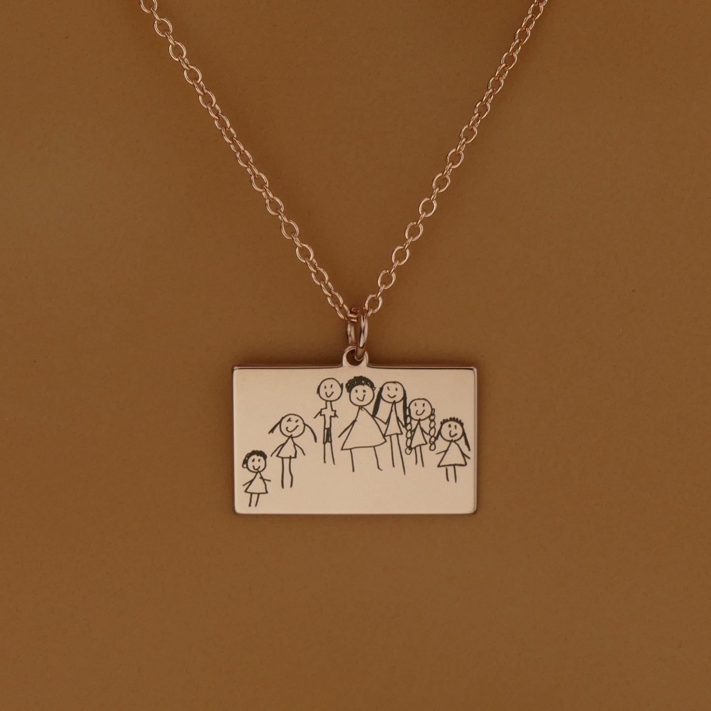 Custom Childrens Drawing Pendant Necklace in Sterling Silver