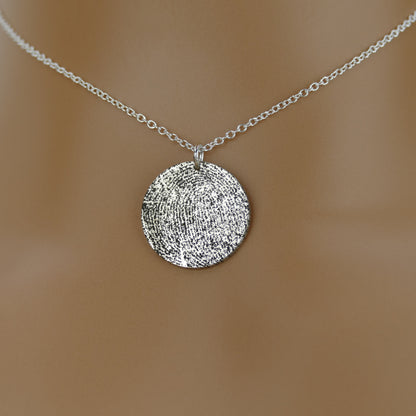 Custom Fingerprint Pendant Necklace in Sterling Silver