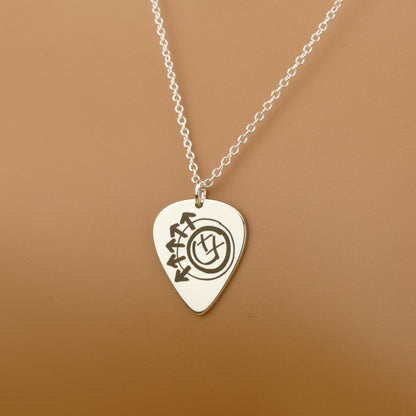 Custom Engraved Plectrum Pendant Necklace with Actual Handwriting