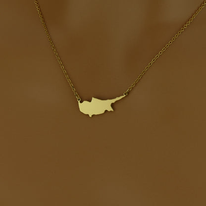 Cyprus Map Necklace with 18ct Gold Plating