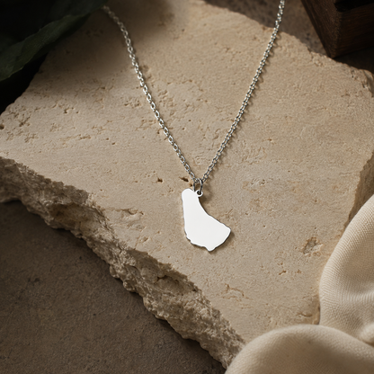 Barbados Map Necklace – Sterling Silver Barbados Pendant by Apsley & Heron