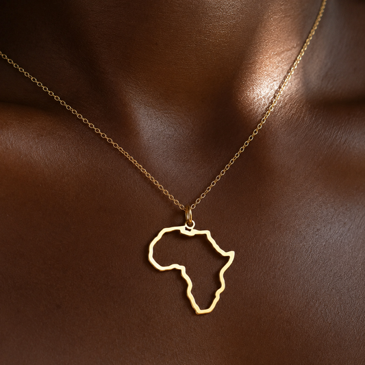 Africa Map Necklace – Sterling Silver Cut Out Pendant by Apsley and Heron