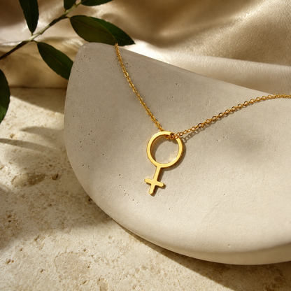 Venus Symbol Necklace – Sterling Silver Female Symbol Pendant