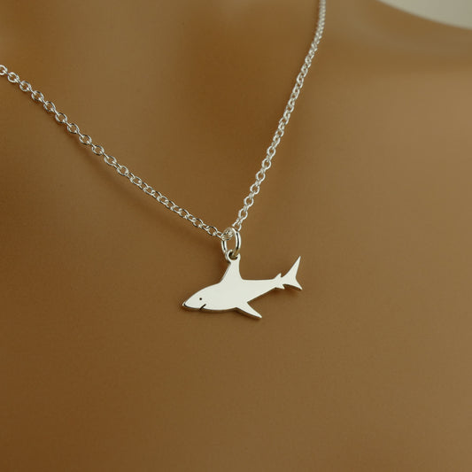 Dainty Shark Necklace in Sterling Silver by Apsley and Heron