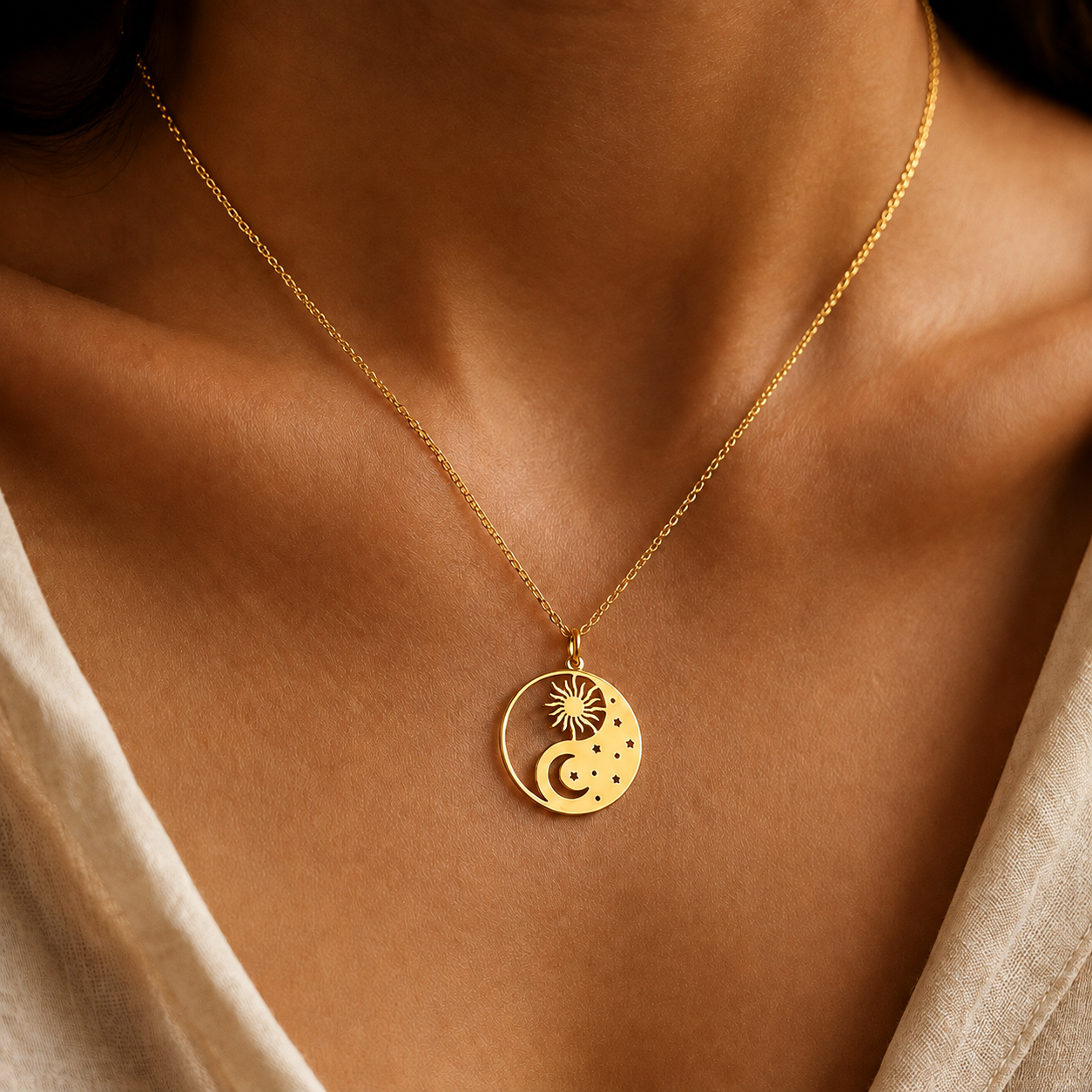 Celestial Yin Yang Necklace – Balance and Harmony Pendant